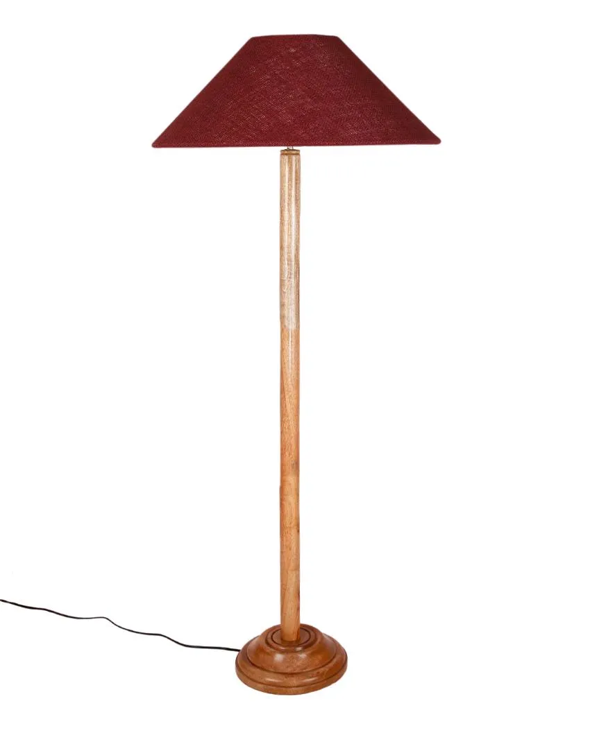 Vibrant Jute Coolie Shade Floor Lamp With Natural Wooden Base | 13 x 56 Inches