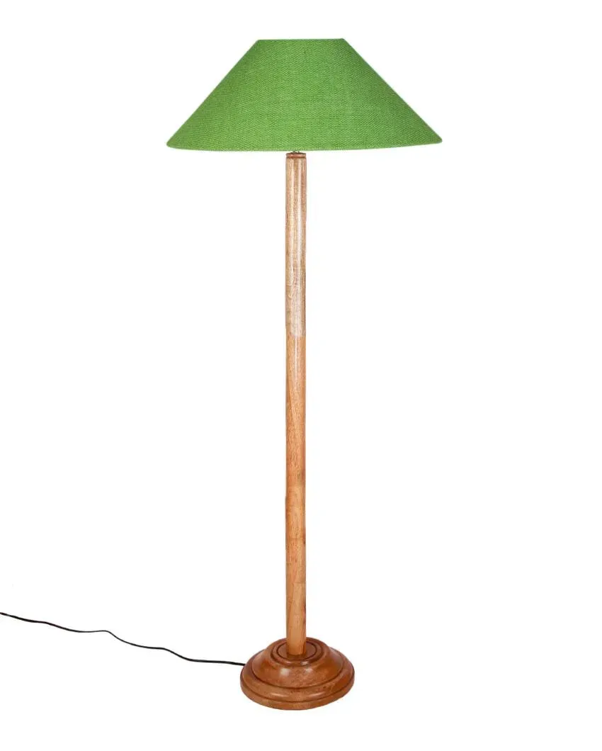 Vibrant Jute Coolie Shade Floor Lamp With Natural Wooden Base | 13 x 56 Inches