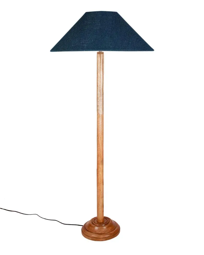 Vibrant Jute Coolie Shade Floor Lamp With Natural Wooden Base | 13 x 56 Inches