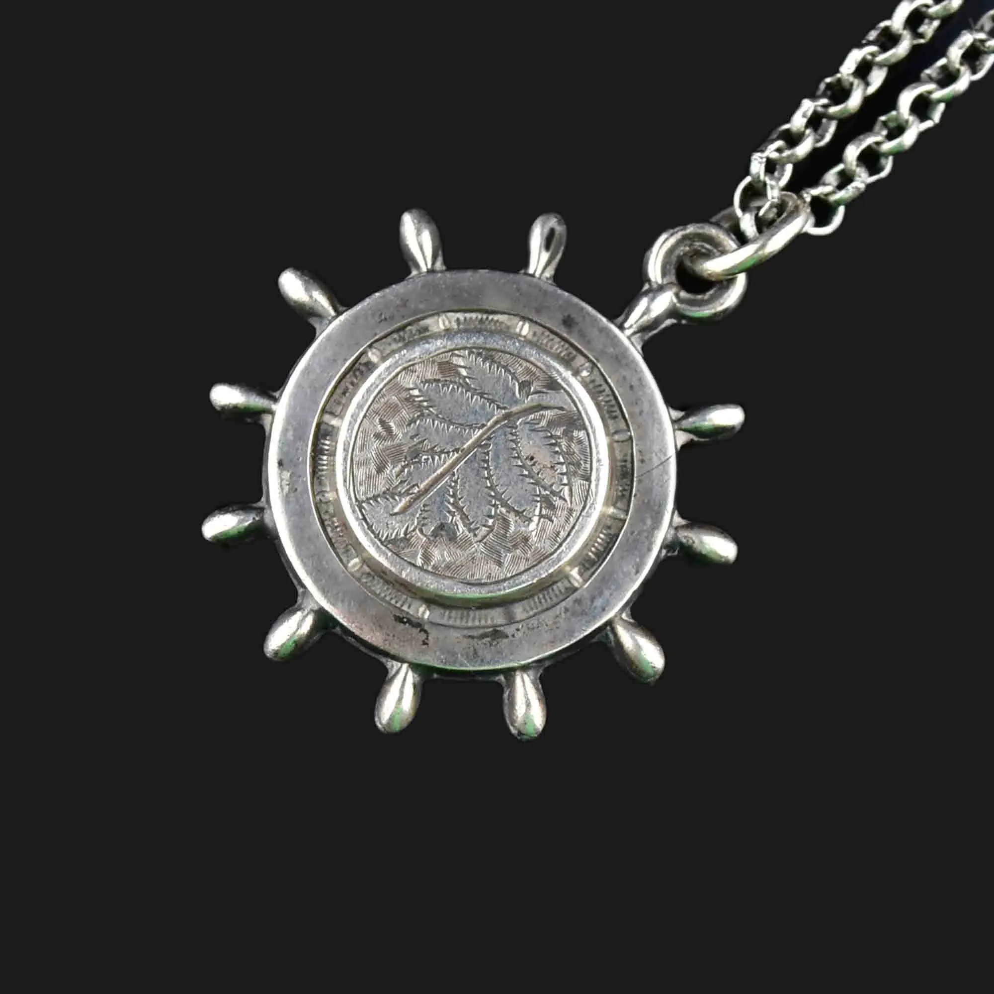 Vintage Sterling Silver Working Compass Fob Necklace