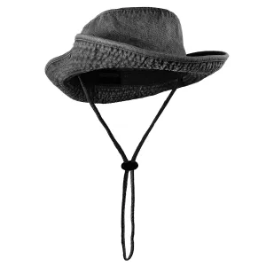 Wide Brim Boonie Hat - Black Denim