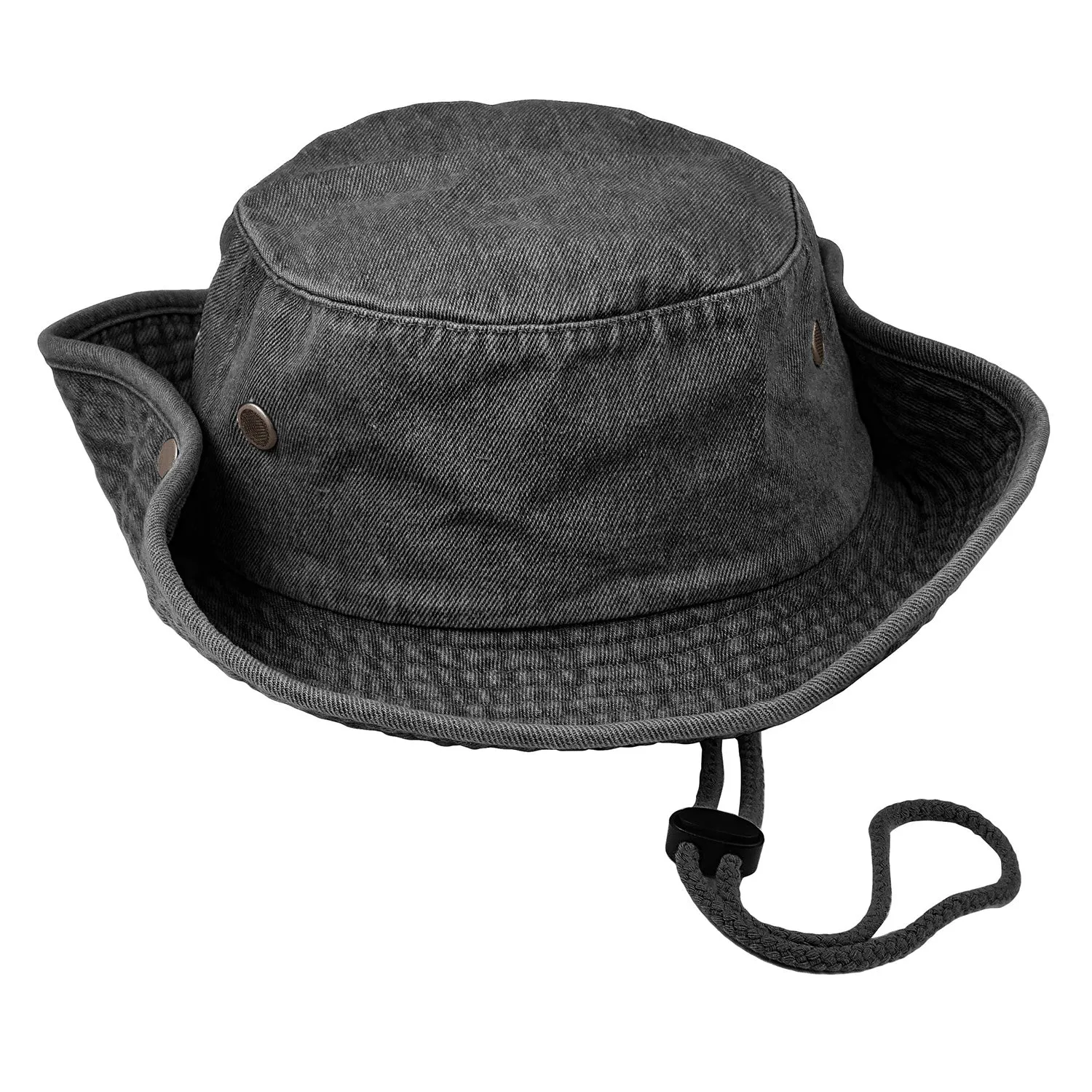 Wide Brim Boonie Hat - Black Denim