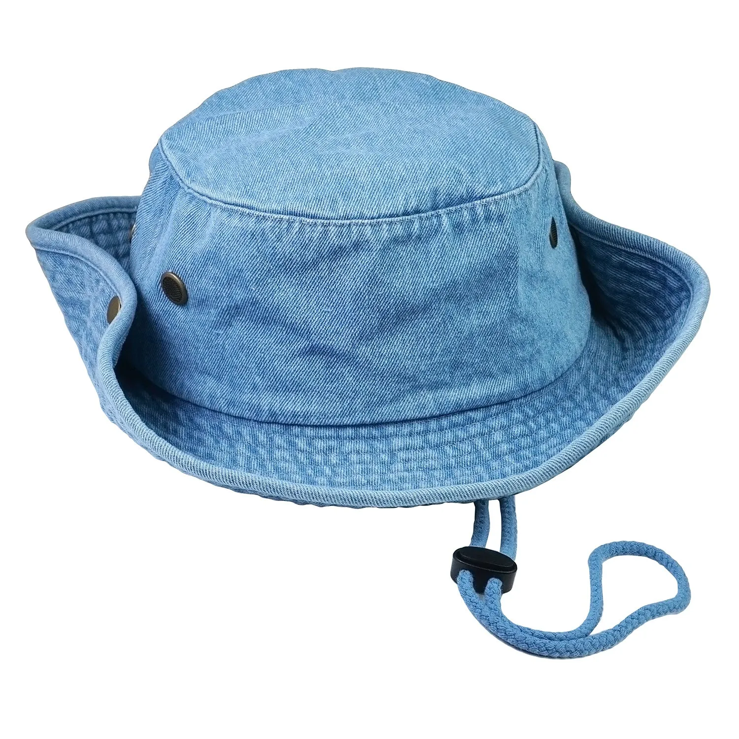 Wide Brim Boonie Hat - Blue Denim