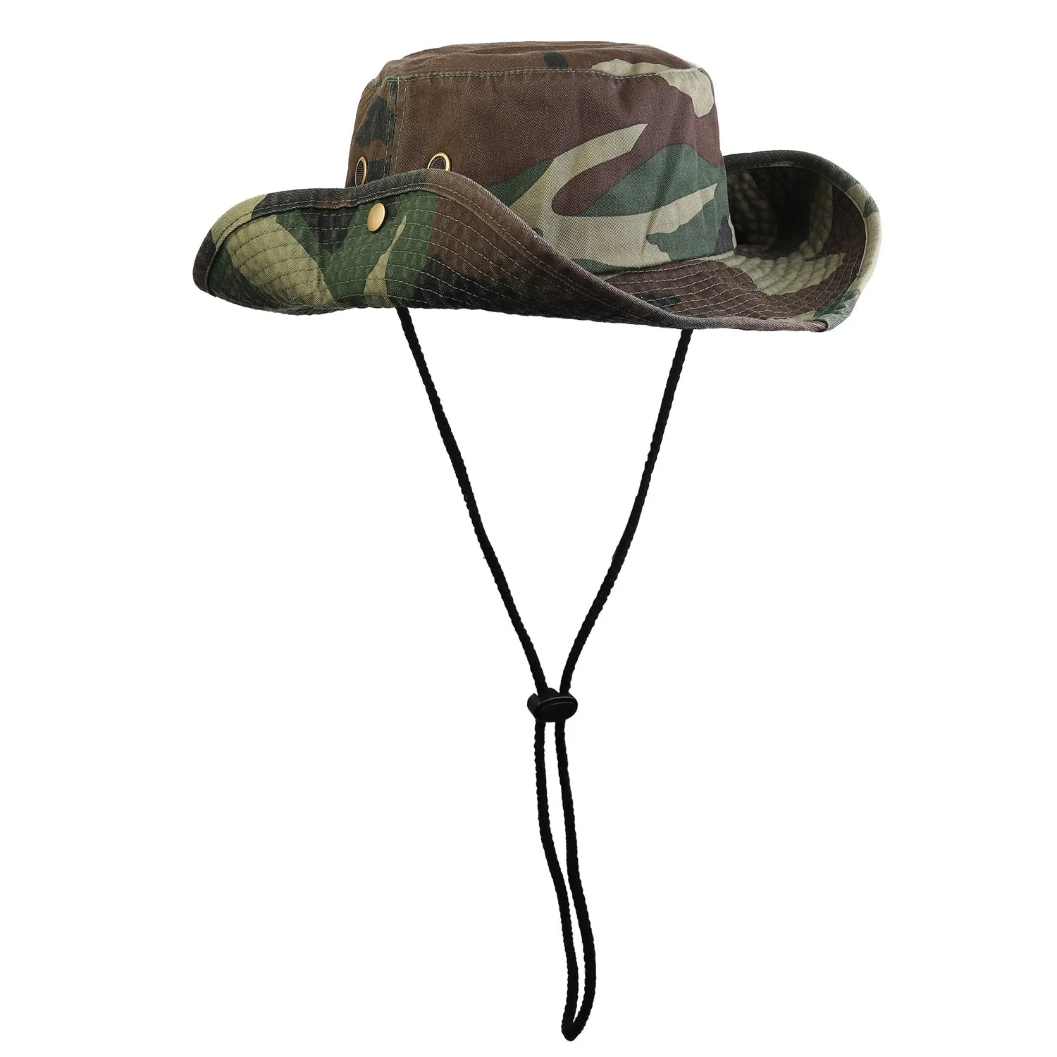 Wide Brim Boonie Hat - Green Camouflage