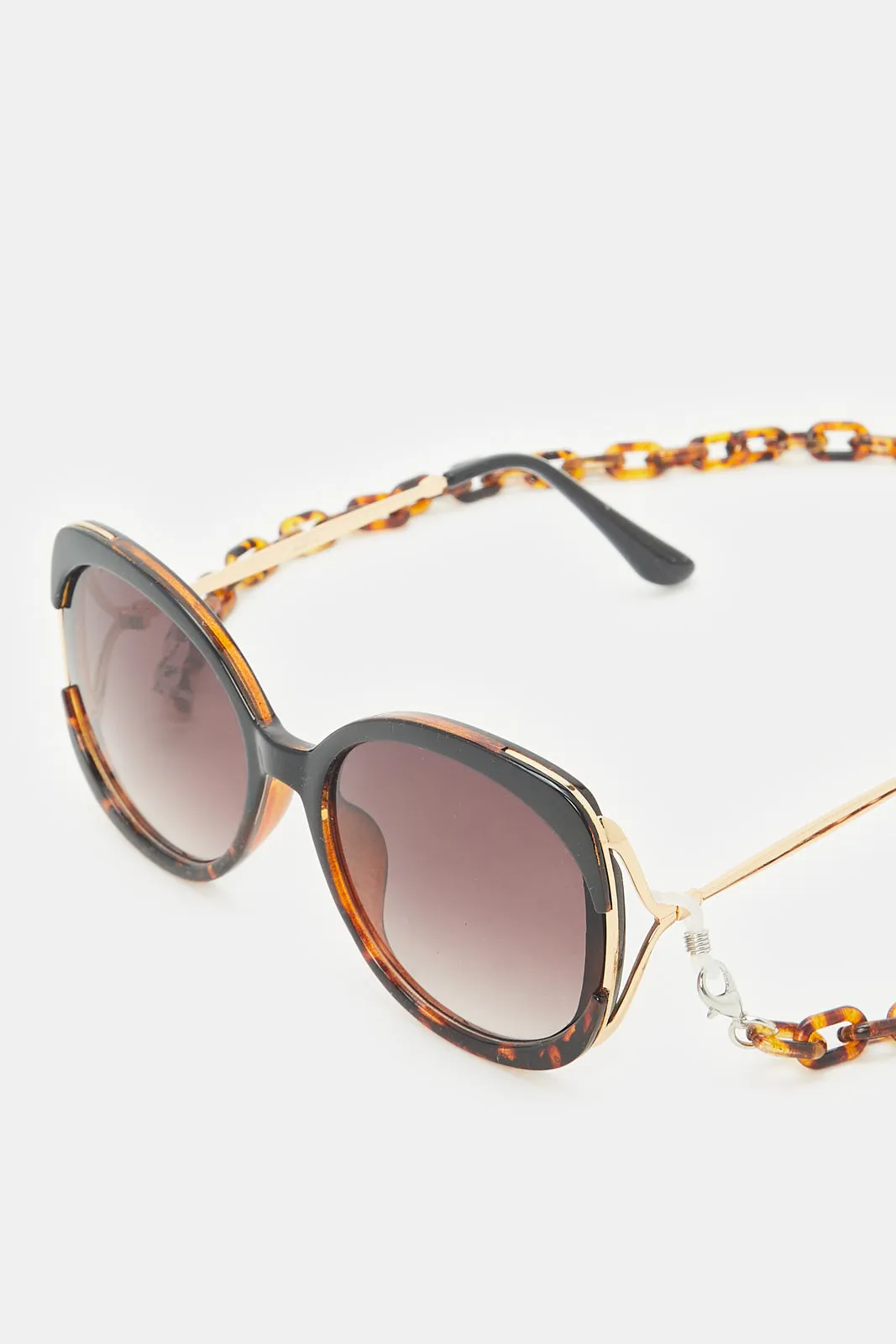 Women Brown Hexagonal Oversized Sunglasses