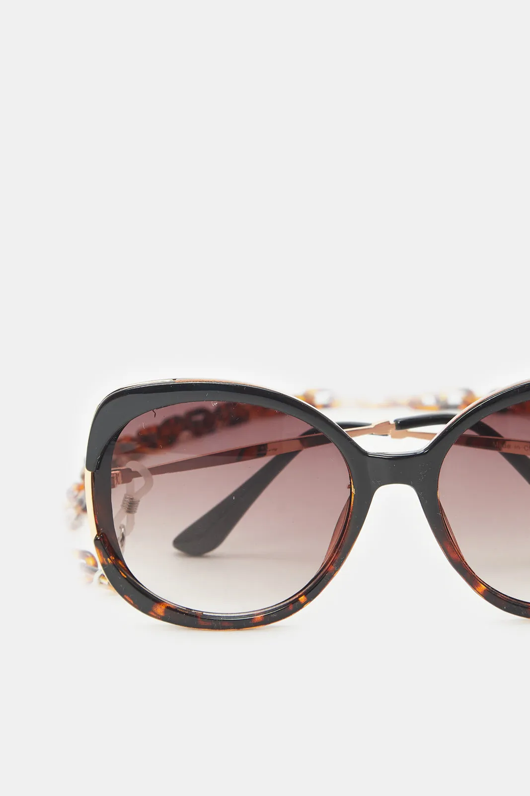 Women Brown Hexagonal Oversized Sunglasses